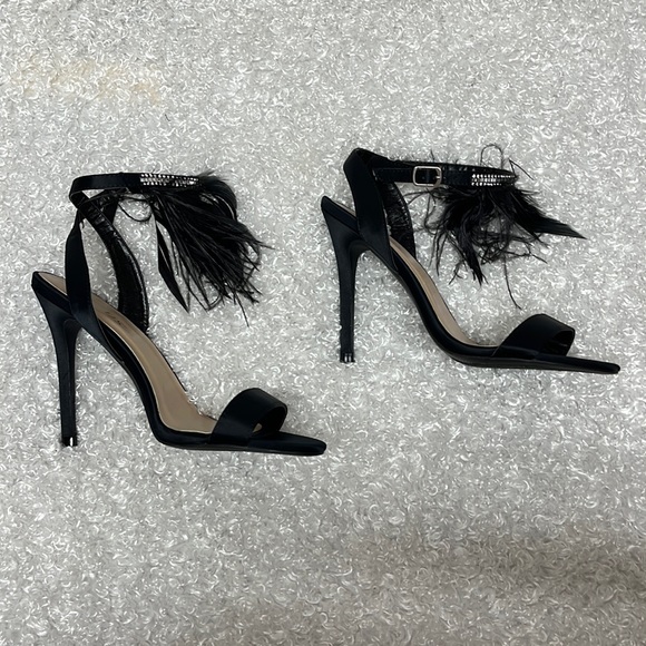 Venus satin feather ankle strap heels - Picture 2 of 9